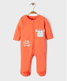 GEMO Pyjama dors-bien ouverture devant avec motif crabe bébé Rouge