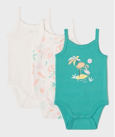 GEMO Body à bretelles à motifs exotiques bébé (lot de 3) Blanc