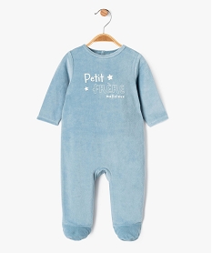 GEMO Pyjama en velours bébé avec message sur le buste bleu standard