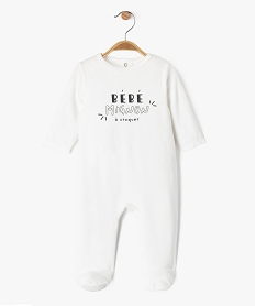 GEMO Pyjama en velours bébé avec message sur le buste Beige
