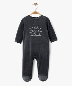 GEMO Pyjama en velours avec message sur le buste bébé Gris