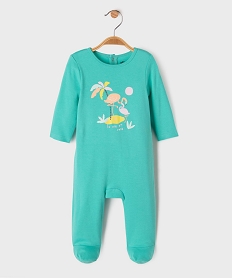 GEMO Pyjama dors-bien à pont dos en coton à motif bébé vert standard