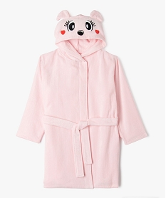 GEMO Peignoir en velours avec capuche brodée fille rose standard