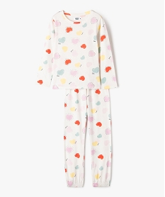 GEMO Pyjama en coton à motifs coeurs fille Blanc
