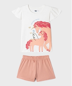 GEMO Pyjashort 2 pièces licornes pailletées fille beige standard