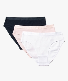GEMO Culottes unies avec ceinture satinée fille (lot de 3) Blanc