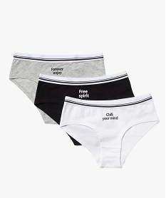 GEMO Shorties en coton stretch avec inscriptions fille (lot de 3) Gris