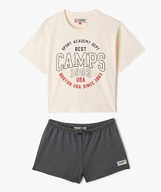 GEMO Pyjashort bicolore en coton fille - Camps United beige standard