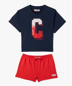 GEMO Pyjashort bicolore en coton fille - Camps United noir chine