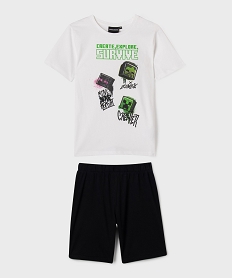 GEMO Pyjashort bicolore à motif jeu vidéo garçon - Minecraft blanc standard