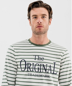 GEMO Pyjama rayé à manches longues homme vert standard