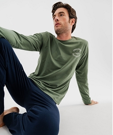 GEMO Pyjama bicolore à manches longues homme vert standard