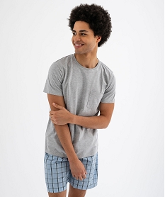 GEMO Pyjashort avec short à carreaux homme gris standard