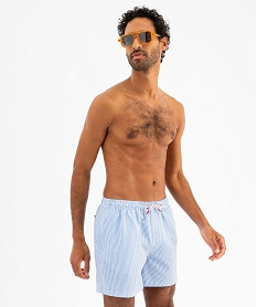 GEMO Short de bain rayé et gaufré homme bleu standard