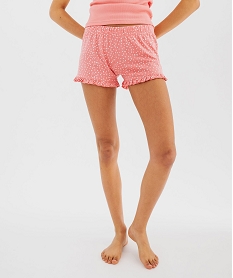 GEMO Short de pyjama avec finitions froncées femme orange standard