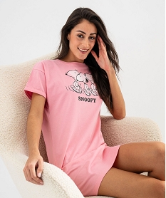 GEMO Chemise de nuit tee-shirt avec motif Snoopy femme - Peanuts rose standard