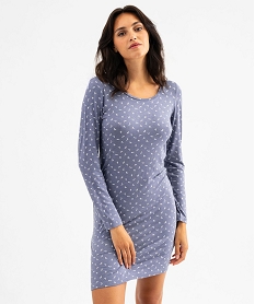 GEMO Chemise de nuit à manches longues femme Violet