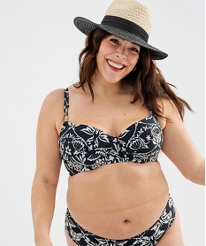 GEMO Bas de maillot de bain à motifs fleuris forme culotte femme grande taille noir standard