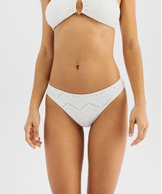 GEMO Bas de maillot de bain forme culotte effet brodé femme Blanc