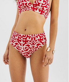 GEMO Bas de maillot de bain forme culotte taille haute femme rouge standard