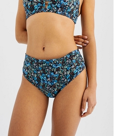GEMO Bas de maillot de bain à taille haute imprimé femme bleu standard