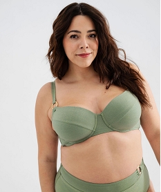 GEMO Haut de maillot de bain forme triangle femme avec mousses amovibles vert standard