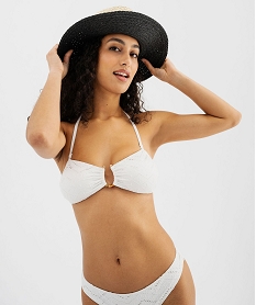 GEMO Haut de maillot de bain bandeau à tour de cou femme Blanc