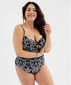 GEMO Maillot de bain une pièce à motifs fleuris femme grande taille noir standard