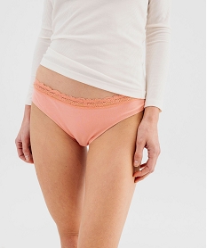 GEMO Culotte en coton stretch avec ceinture dentelle femme (lot de 2) rose standard