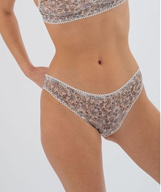 GEMO Culotte en voile semi-transparent et dentelle femme Blanc