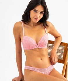 GEMO String en dentelle femme rose standard