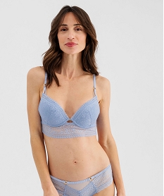 GEMO Soutien-gorge push-up en dentelle effet bustier femme bleu standard