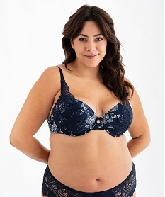 GEMO Soutien-gorge emboitant à armatures en dentelle femme grande taille imprime fleurs