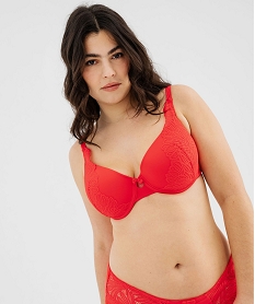 GEMO Soutien-gorge emboitant à armatures en dentelle femme grande taille rouge standard