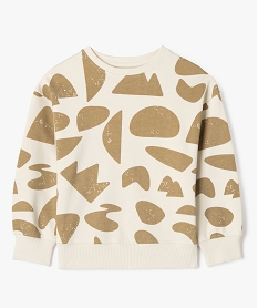GEMO Sweat à motifs graphiques intérieur bouclette garçon blanc chine