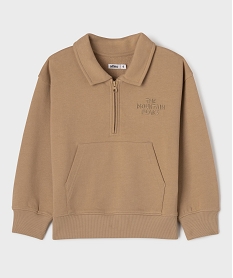 GEMO Sweat avec col polo zippé garçon beige standard