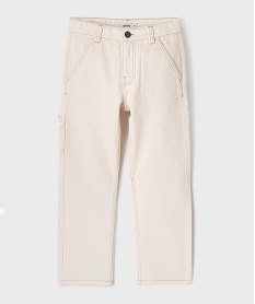 GEMO Pantalon droit multipoche en toile de coton garçon Beige