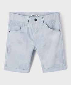 GEMO Bermuda en coton twill imprimé à revers garçon Gris