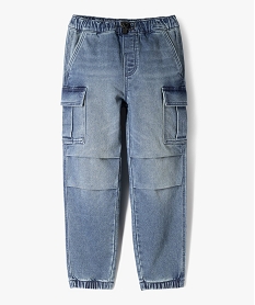GEMO Jean cargo délavé en maille très extensible garçon bleu standard