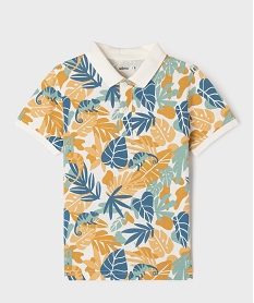 GEMO Polo manches courtes à motifs exotiques garçon blanc standard