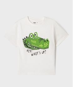 GEMO Tee-shirt manches courtes avec motif animal garçon Blanc