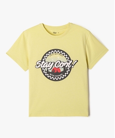 GEMO Tee-shirt manches courtes avec motif poitrine garçon jaune standard