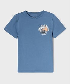 GEMO Tee-shirt manches courtes avec motif poitrine et dos garçon Bleu