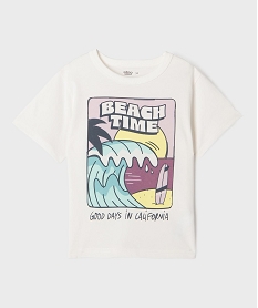GEMO Tee-shirt manches courtes avec motif surf garçon blanc standard