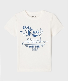 GEMO Tee-shirt manches courtes avec motif animal garçon blanc standard