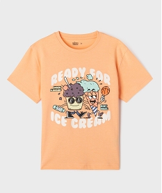 GEMO Tee-shirt manches courtes coupe large avec motif garçon Orange