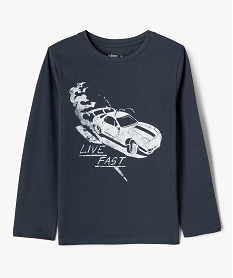 GEMO Tee-shirt manches longues en coton imprimé garçon Bleu