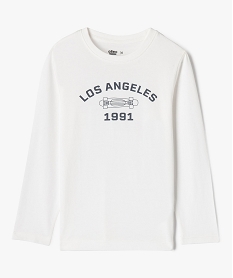 GEMO Tee-shirt manches longues en coton imprimé garçon blanc standard