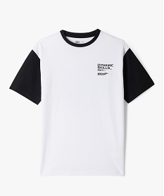 GEMO Tee-shirt de sport à manches courtes contrastantes garçon blanc standard