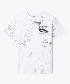 GEMO Tee-shirt manches courtes imprimé avec motif poitrine garçon blanc standard
